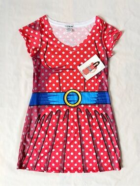 Lichtenstein red polka dot cartoon costume dress Faux Real comic size M New